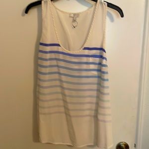 Fun and flouncy Joie Silk Tank Top with Blue Hombre Stripes, Size large